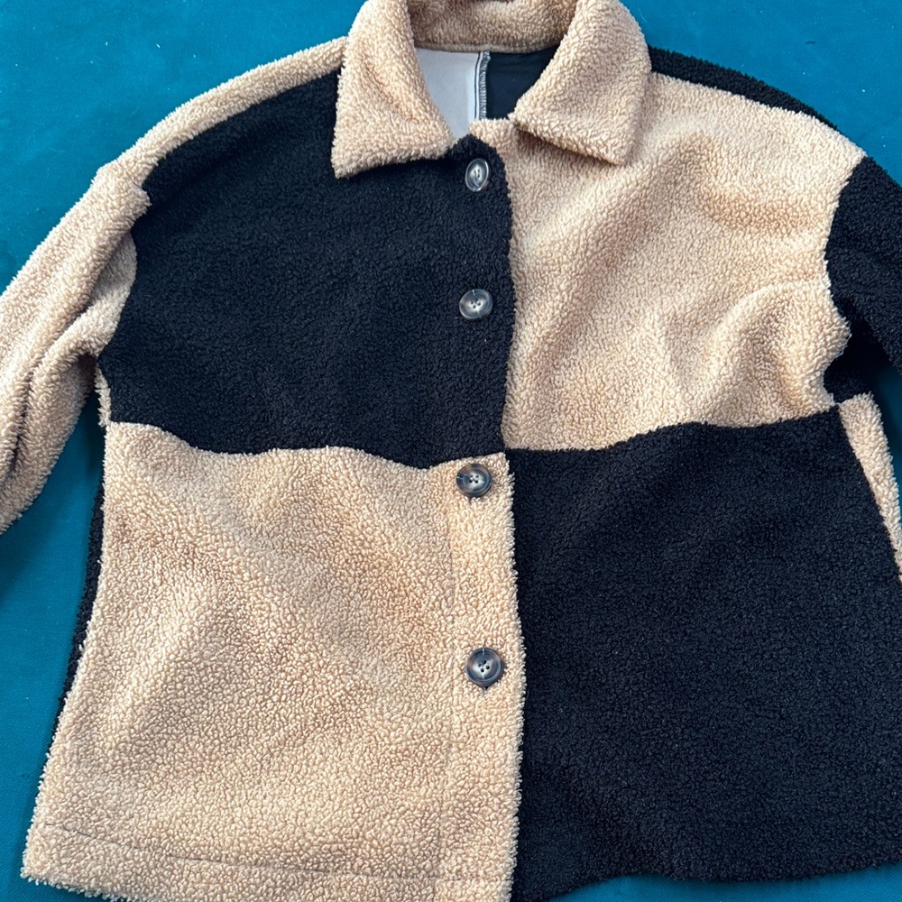 Black and Tan Sherpa Jacket